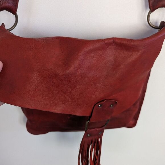 Lisa Leonard your heart in mine boho red leather crossbody bag {deep ruby} - Picture 8 of 9